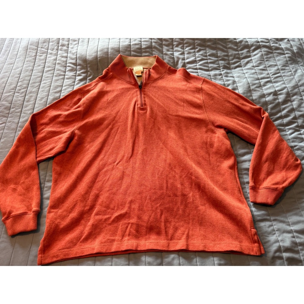Jos. A. Bank Mens XXL Orange 100% Cotton Quarter Zip Pullover Sweater Mock Neck